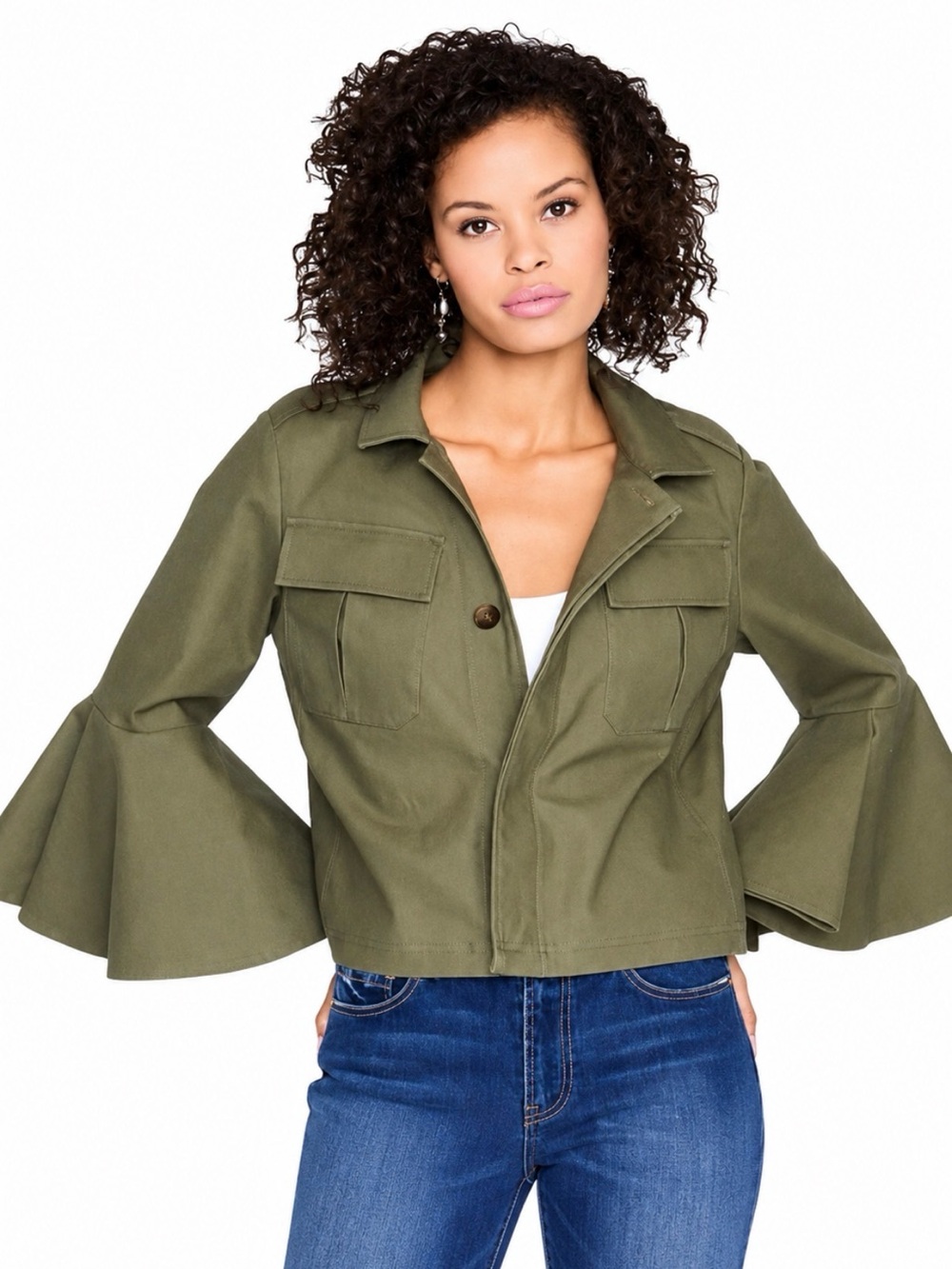 Rachel Ray, NWT Olive Green Bell Sleeve Women's Jacket size 2